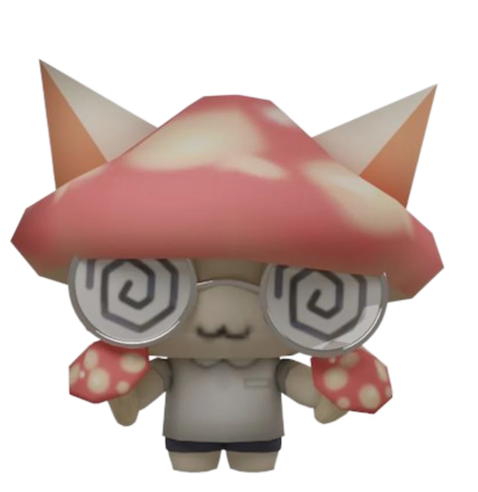 Mushroom Cat with spiral glasses