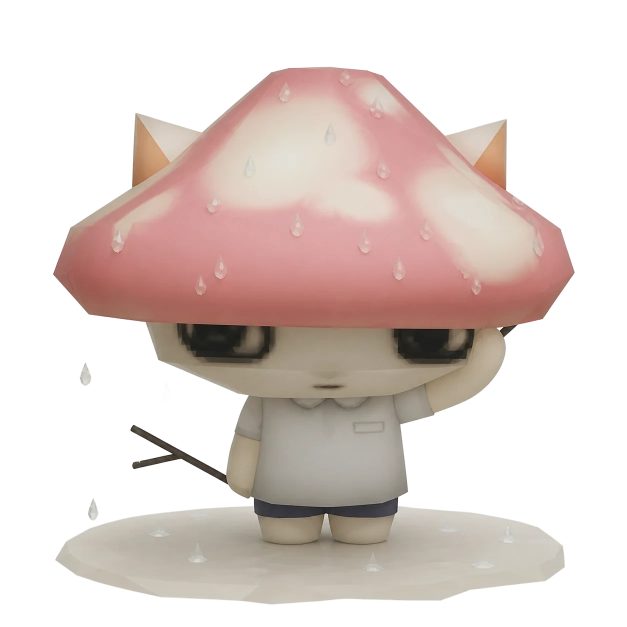 Mushroom Cat in the rain