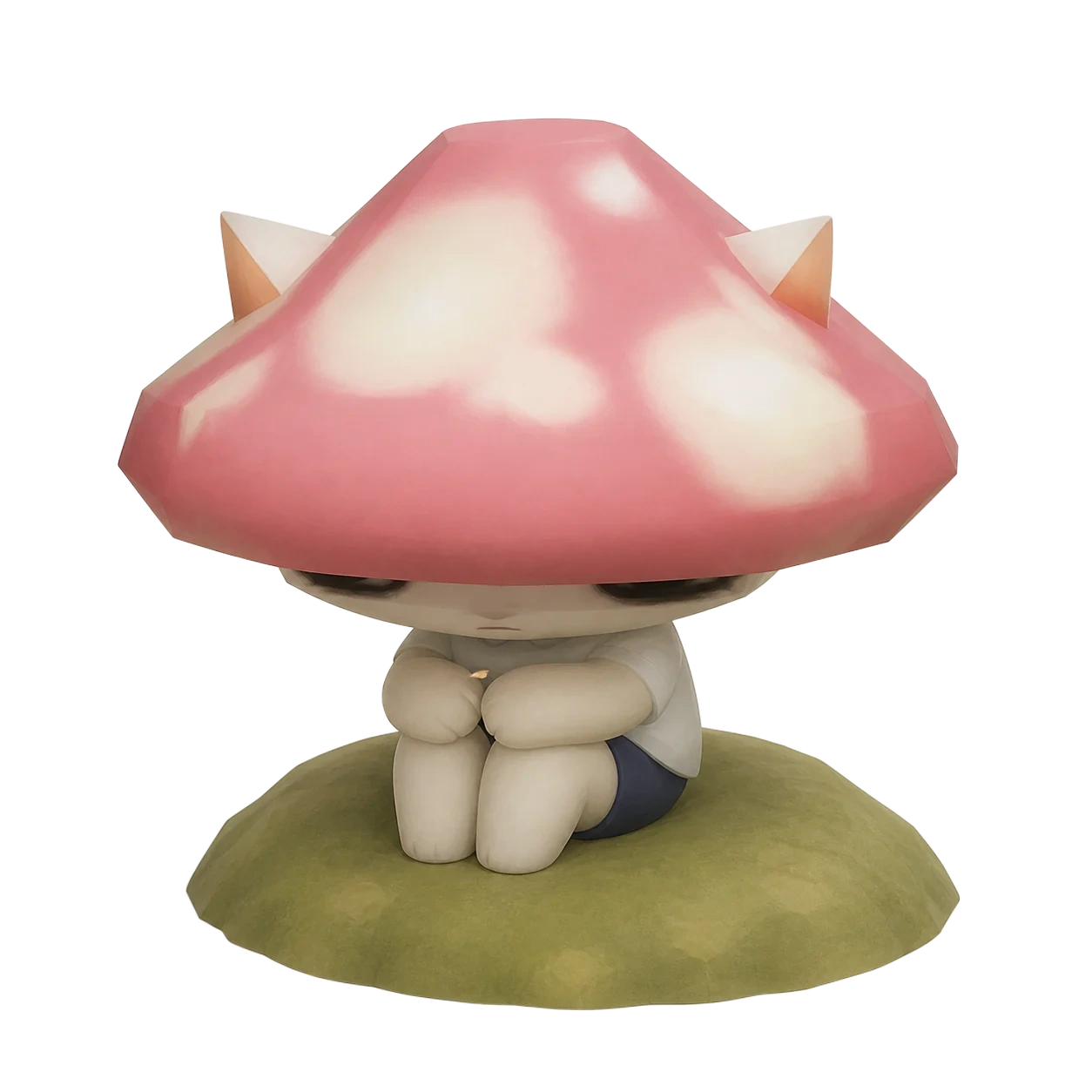 Mushroom Cat sitting on moss